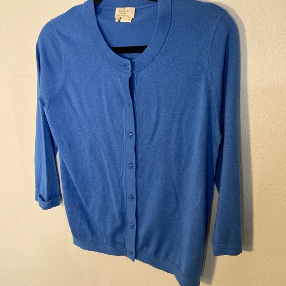 Kate Spade silk cornflower blue bow cardigan - Picture 4 of 10